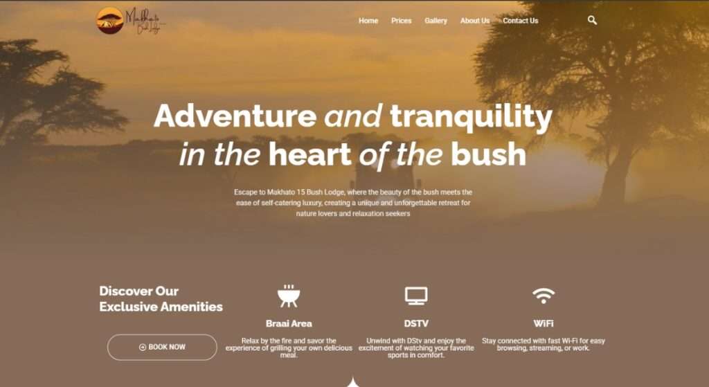 Makhato 15 Bush Lodge - Web Design and Development - Hosting with social media marketing
